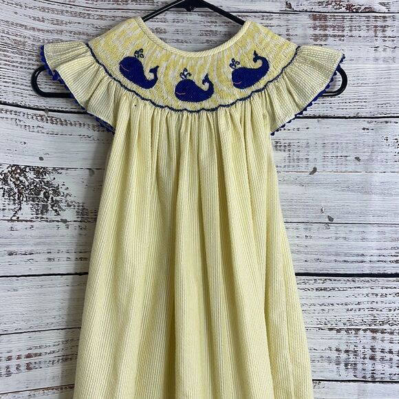 Born to be Sassy Dress girls Sz 7 T embroidered seersucker ruffle sleeve cotton - Picture 3 of 11